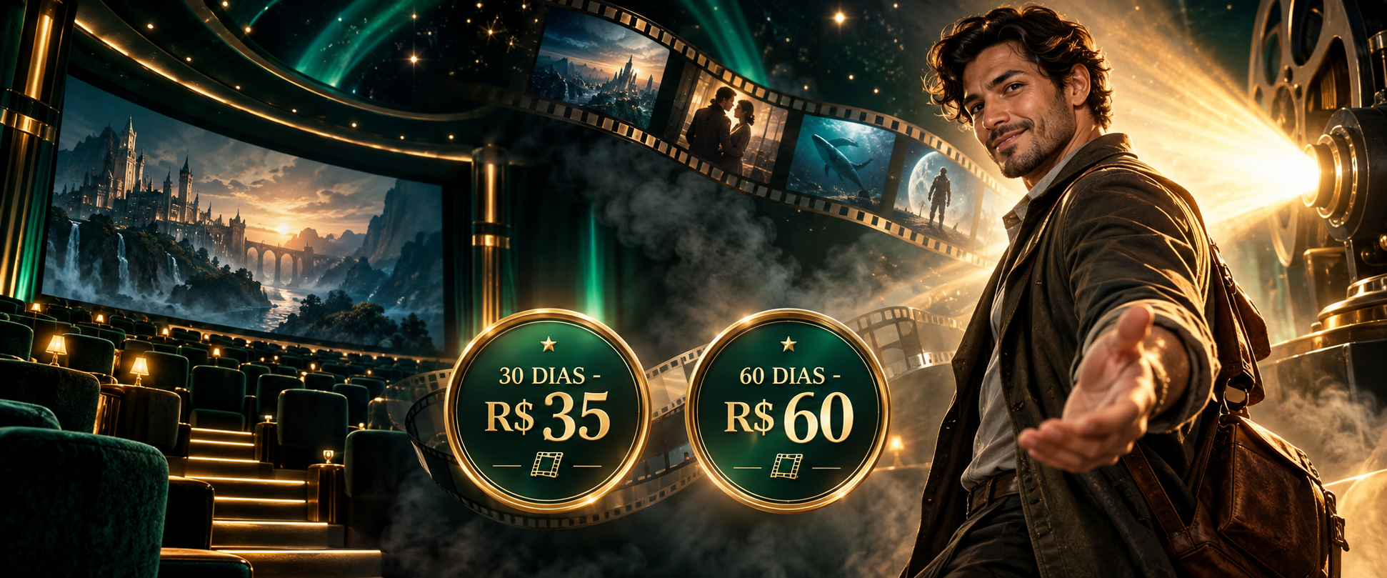 Cinema premium com ofertas de 30 dias por R$ 35 e 60 dias por R$ 60